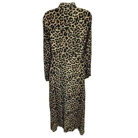 Zara Woman Animal Print Long Maxi Dress Sz XS Button Front Long-Sleeve Fashion - Picture 5 of 7